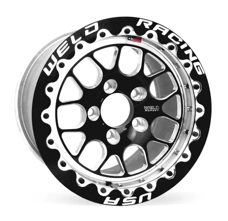 Weld S77 15X10.33 / 5X120mm Bp / 7.5In. Bs Black Wheel (Medium Pad) - Black Single Beadlock Mt 1