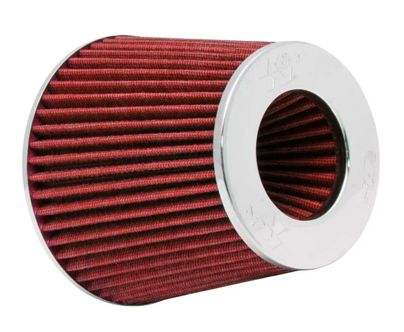 K&N Universal Air Filter Chrome Round Tapered Red - 4In Id X 1.125In L X 5.5In H (Multi Lingual) 2