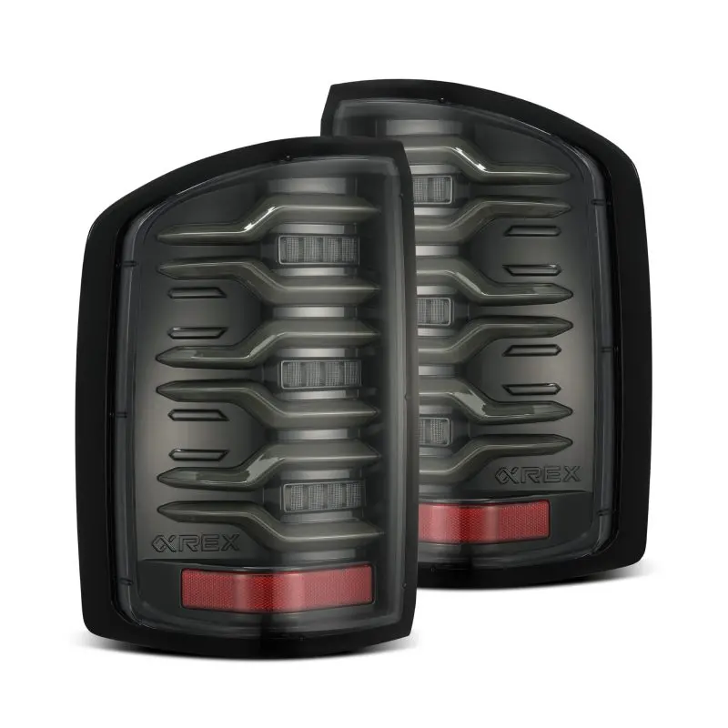 Alpharex 14-18 Gmc Sierra 1500/2500Hd/3500Hd Luxx-Series Led Tail Lights Alpha-Blk Actv Lgt Seq. Sig 1