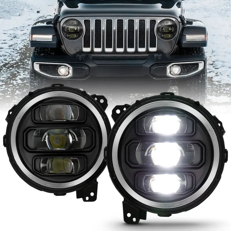 Anzo 2018-2021 Jeep Wrangler Full Led Projector H.L. Black 1