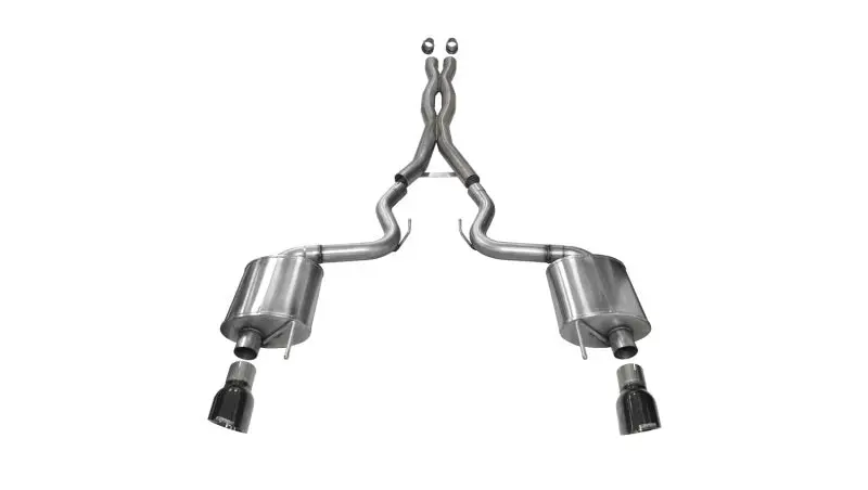 Corsa 2015 Ford Mustang Gt 5.0 3In Cat Back Exhaust Black Dual Tips (Sport) 1