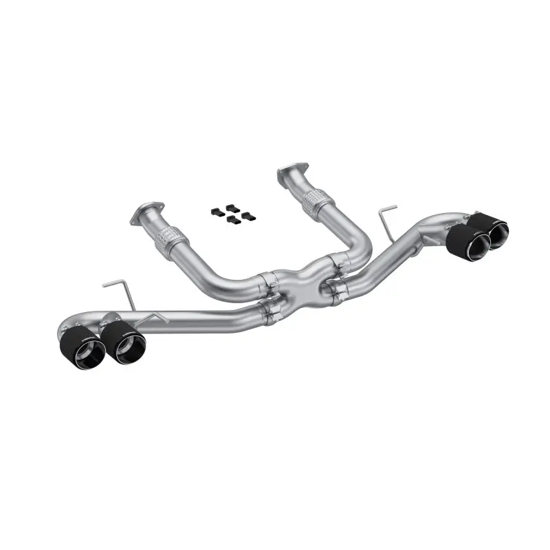 Mbrp 20-23 Chevrolet Corvette C8 3In Cat Back Quad Split Rear Exit W/ Carbon Fiber Tips - T304 1