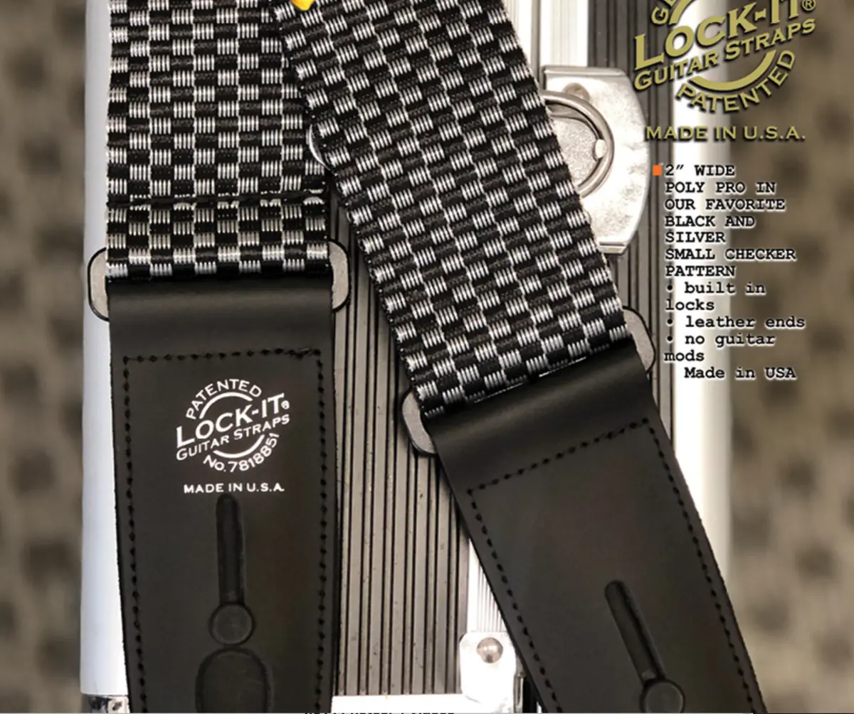 Lock-It Lis-009P2-Slchk Locking Guitar Strap 1