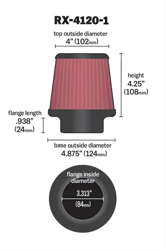 K&N Rx-4120-1 Custom Air Intake Filter Assembly 2